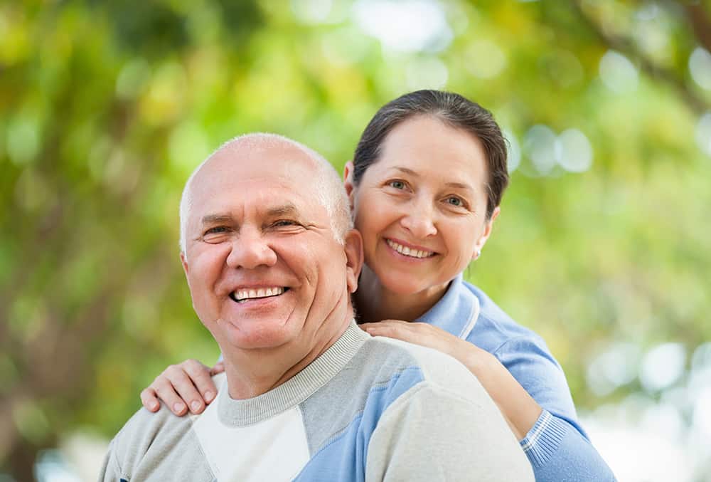 portrait mature couple autumn park