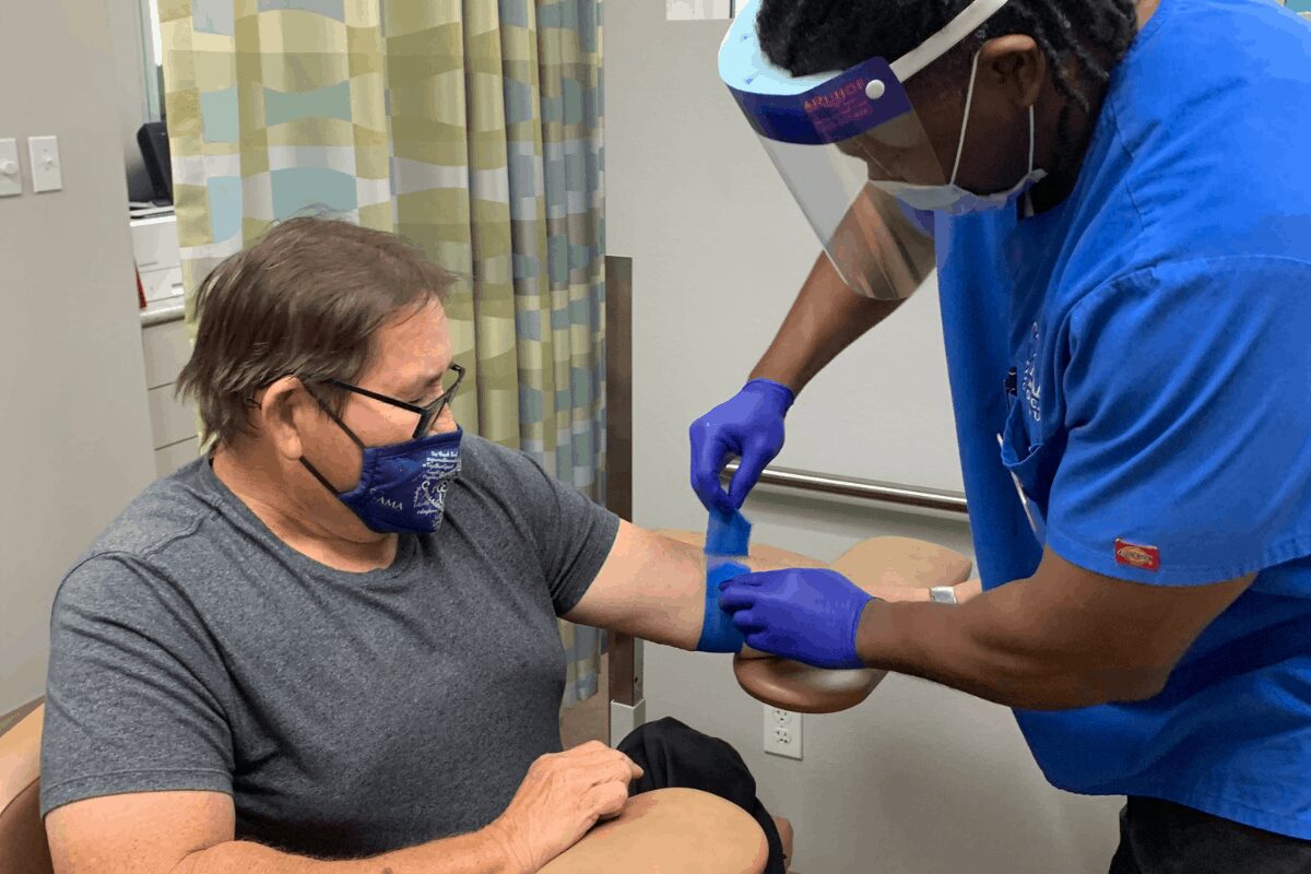 Patient consults with physician durning preventative care visit