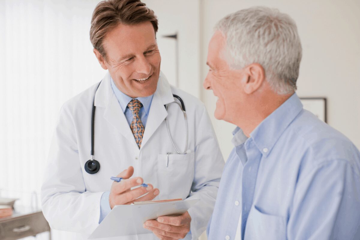 Physician checks patient during a preventative care visit