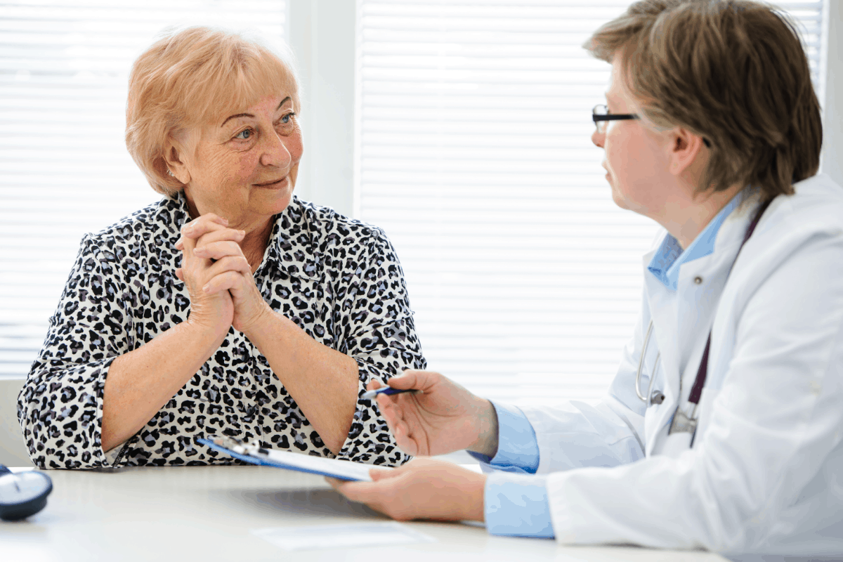 Patient consults with physician durning preventative care visit