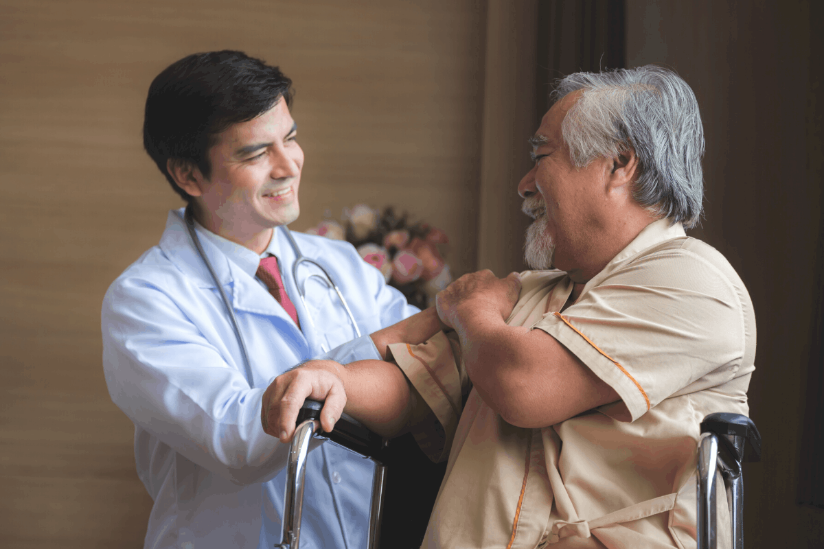 Physician checks patient during a preventative care visit