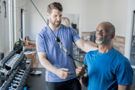 Man performing resistance training to help with his arthritis