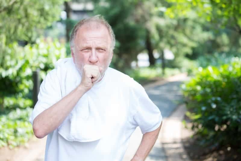 Man having difficulty walking due to COPD